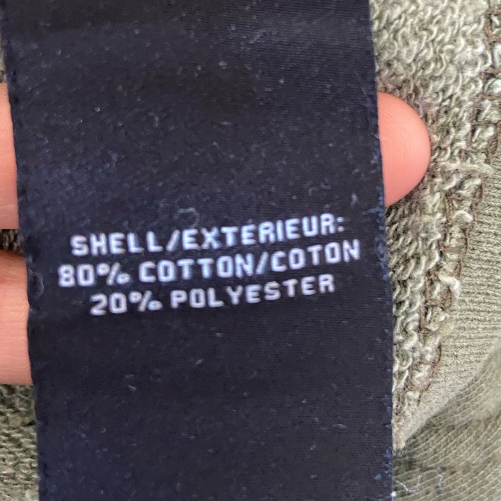 🛑SOLD 7 for All Mankind Army Green Ruffle Sleeve Cropped Sweatshirt - Picture 6 of 6